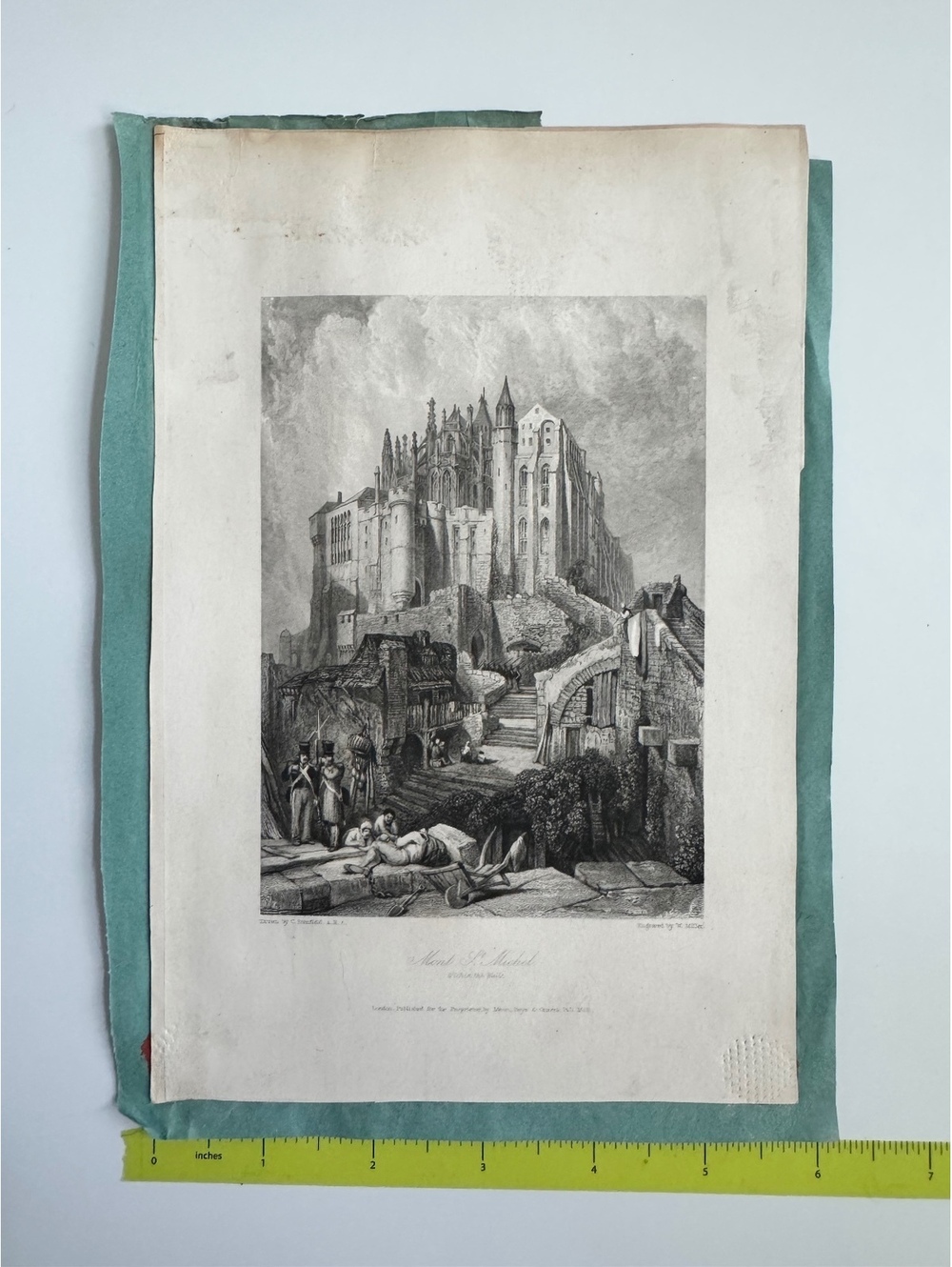 Antique Engraving Mont St. Michel Within the Walls by W. Miller & C. Stanfield
